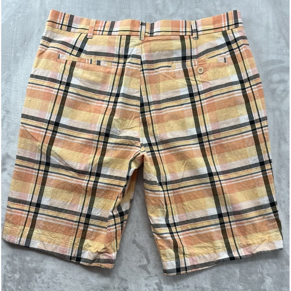LoudMouth Golf Shorts Men 38 Orange Plaid Flat Front 10'' Inseam Breathable - Picture 15 of 16